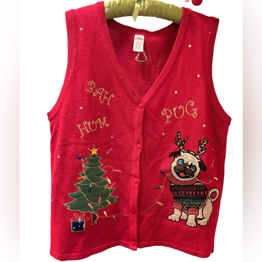 Christmas Vest with Dog and Plus Size